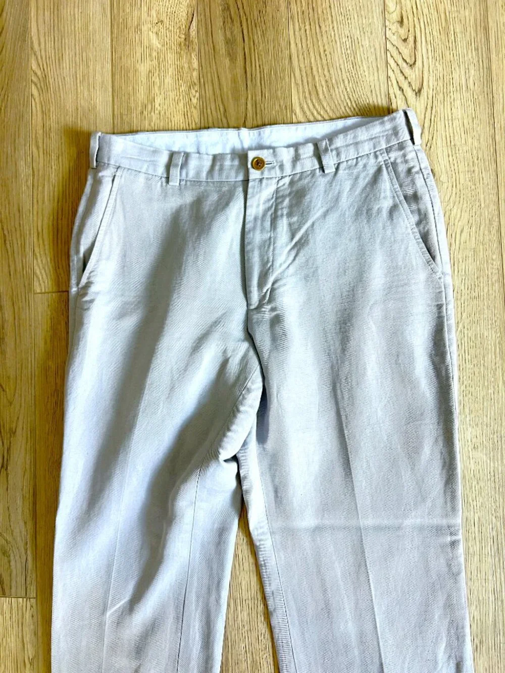 Brooks Brothers Clark Pants 34x32 Baird McNutt Irish Linen Cotton Light Blue